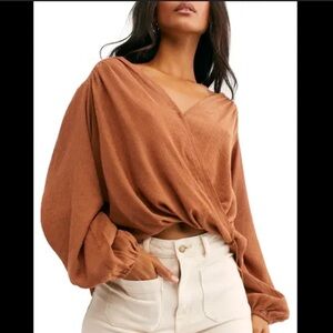 FREE PEOPLE
Check On It Faux Wrap Top In Pretty Penny